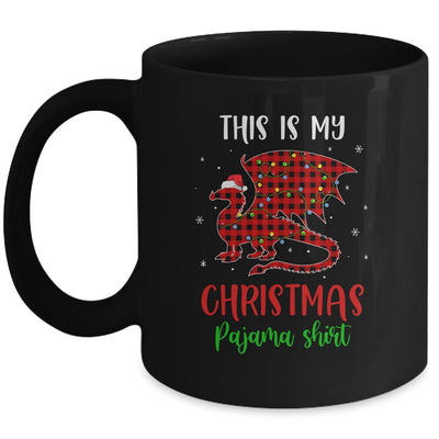 This Is My Christmas Pajama Shirt Dragon Red Plaid Mug | siriusteestore