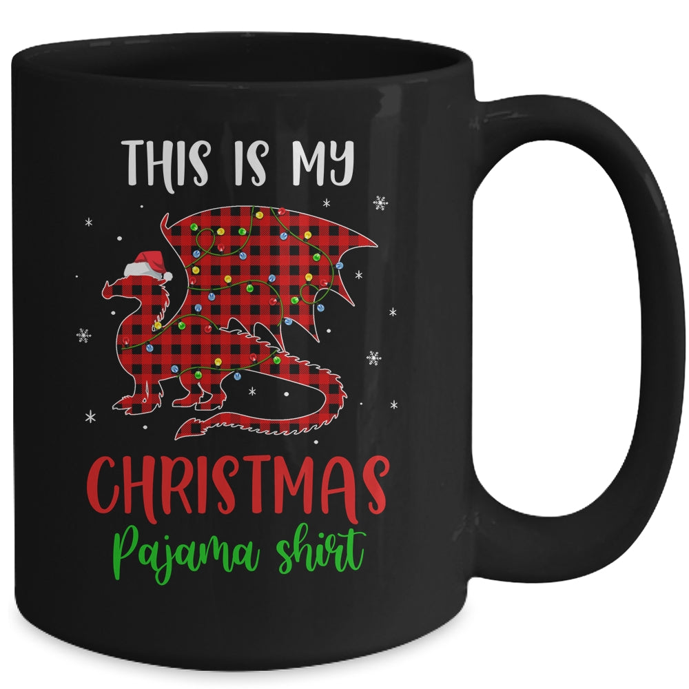 This Is My Christmas Pajama Shirt Dragon Red Plaid Mug | siriusteestore