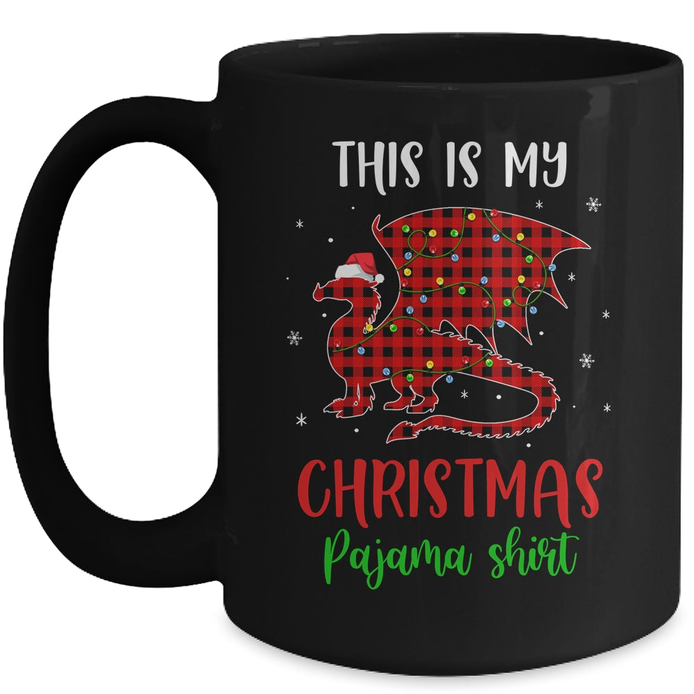 This Is My Christmas Pajama Shirt Dragon Red Plaid Mug | siriusteestore