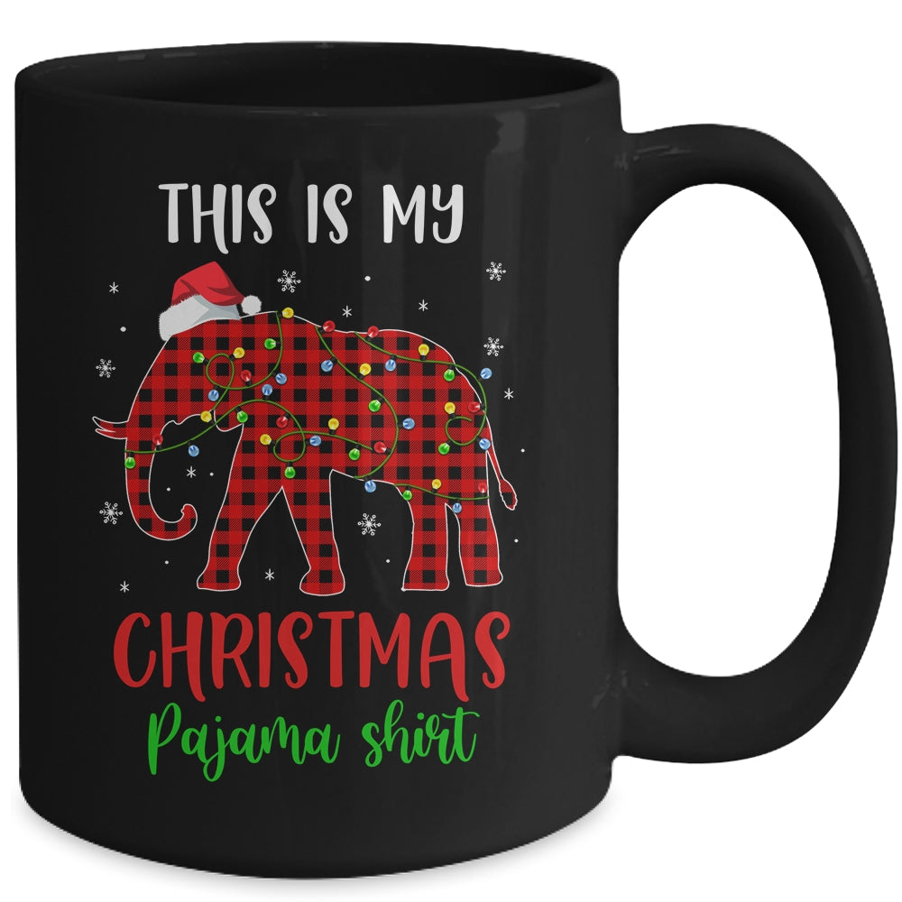 This Is My Christmas Pajama Shirt Elephant Red Plaid Mug | siriusteestore