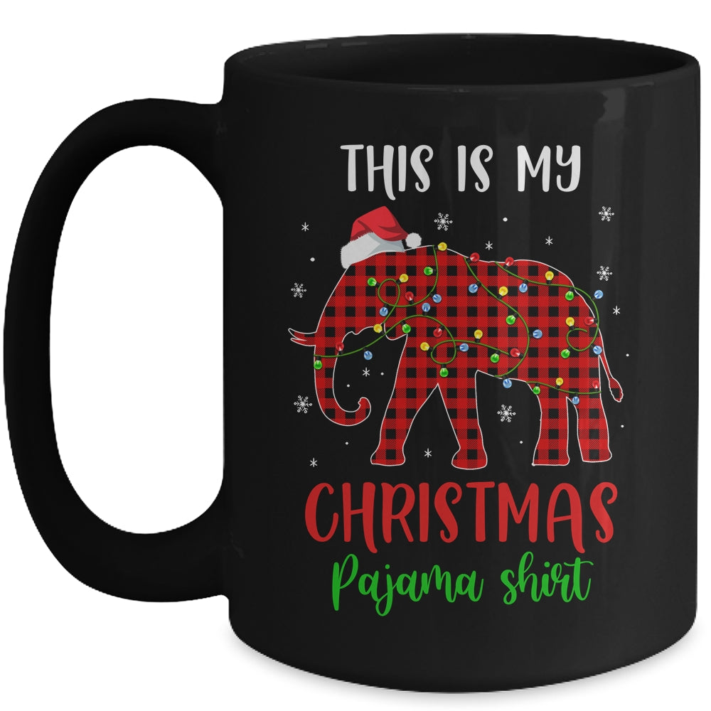 This Is My Christmas Pajama Shirt Elephant Red Plaid Mug | siriusteestore