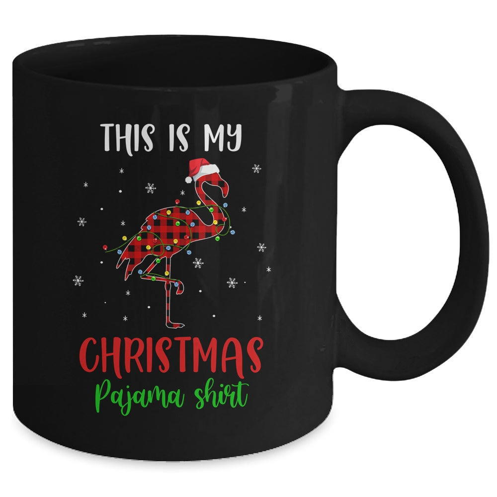 This Is My Christmas Pajama Shirt Flamingo Red Plaid Mug | siriusteestore