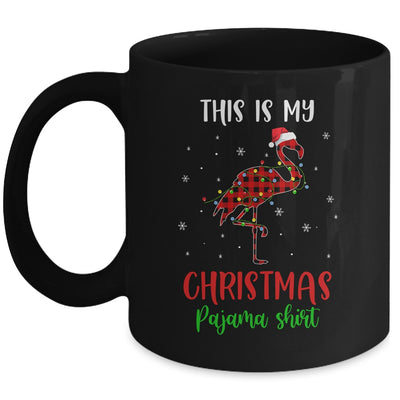 This Is My Christmas Pajama Shirt Flamingo Red Plaid Mug | siriusteestore