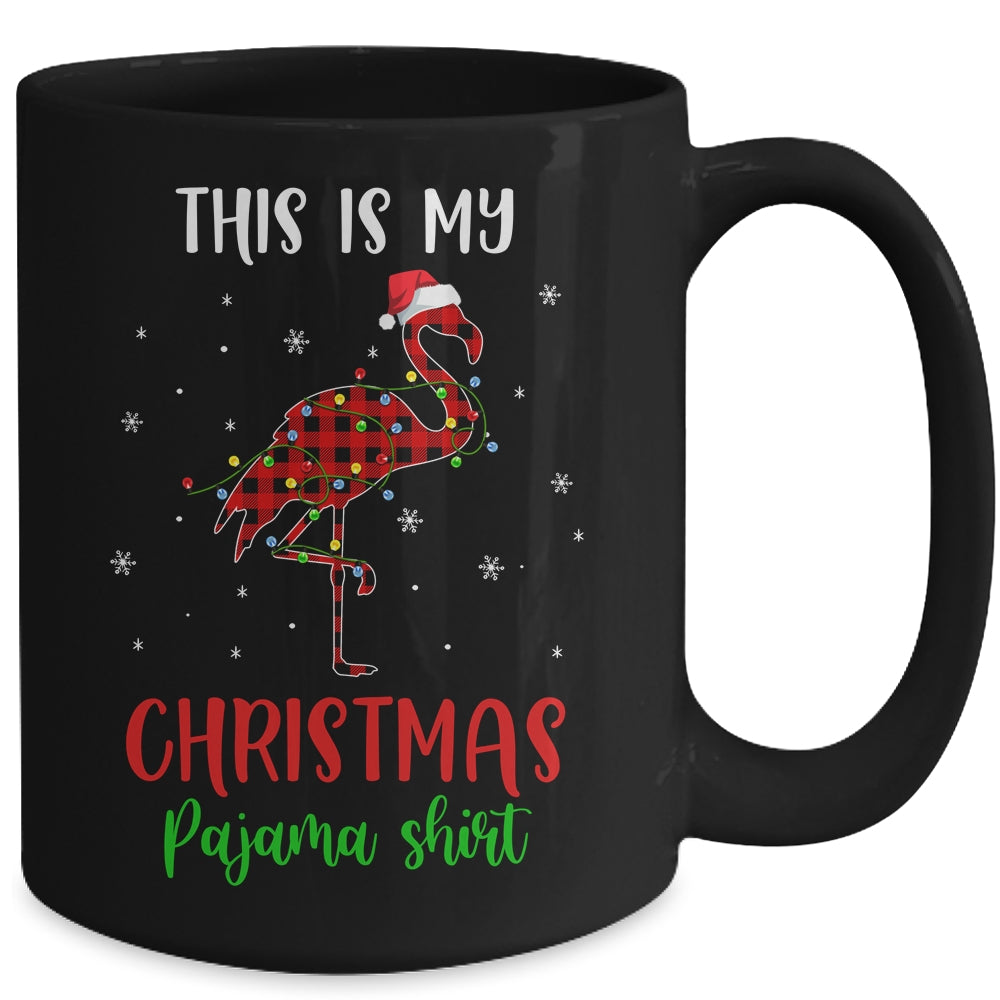 This Is My Christmas Pajama Shirt Flamingo Red Plaid Mug | siriusteestore