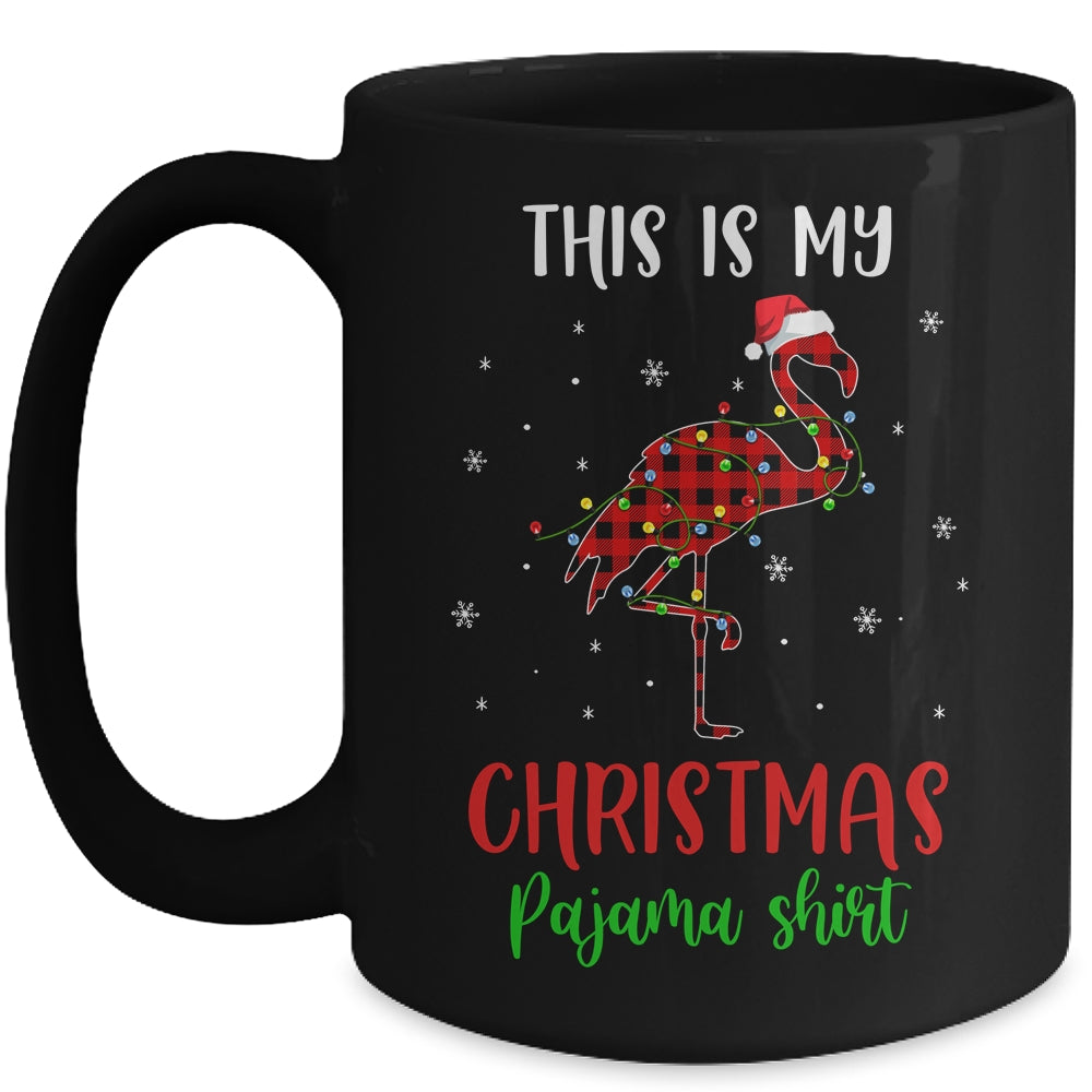 This Is My Christmas Pajama Shirt Flamingo Red Plaid Mug | siriusteestore