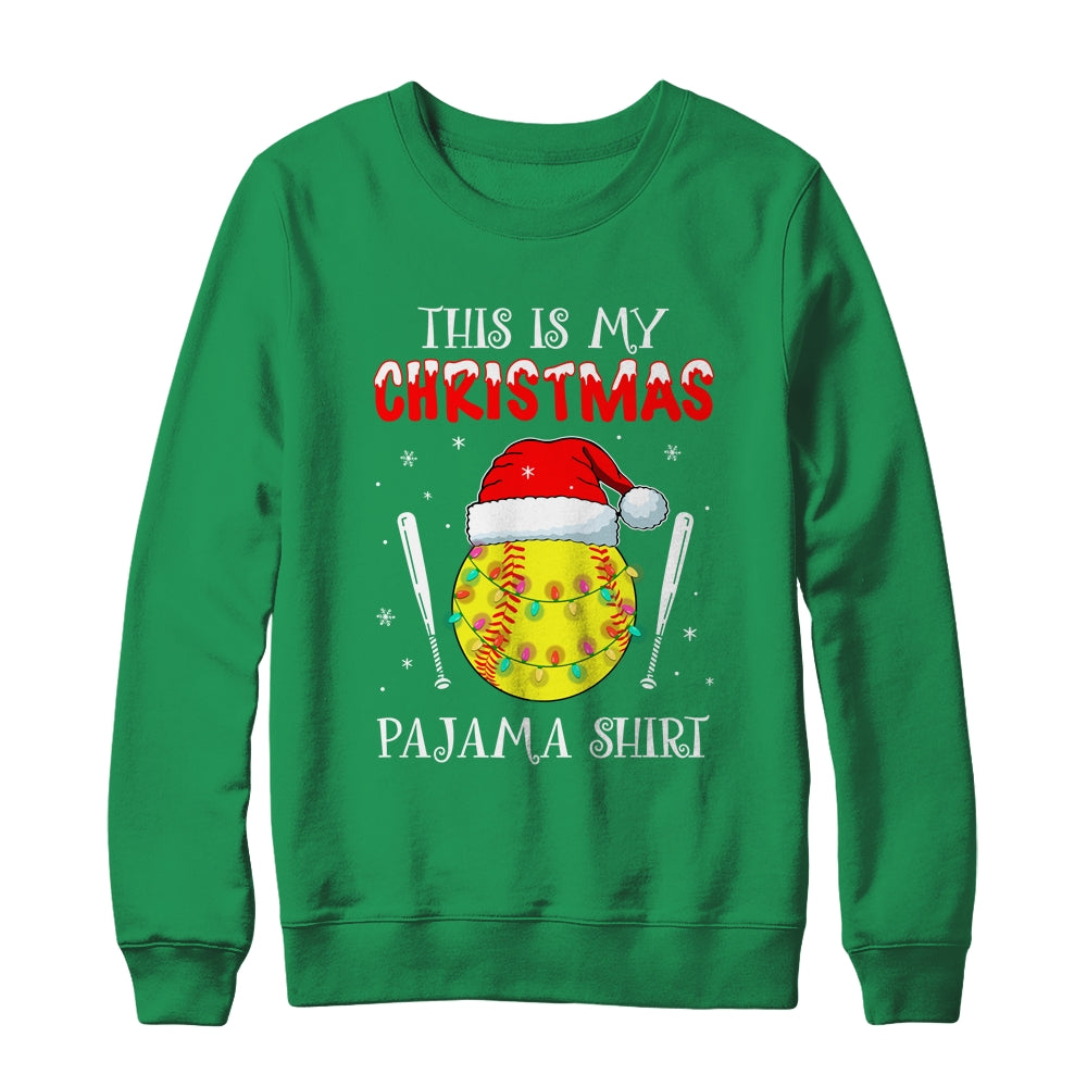 This Is My Christmas Pajama Shirt Gift For Softball Lover Shirt & Sweatshirt | siriusteestore
