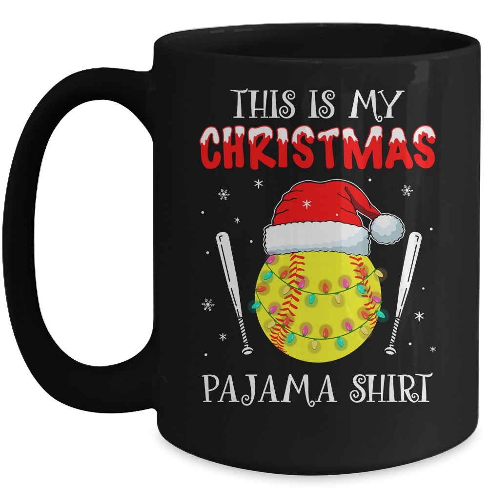 This Is My Christmas Pajama Shirt Gift For Softball Lover Mug | siriusteestore
