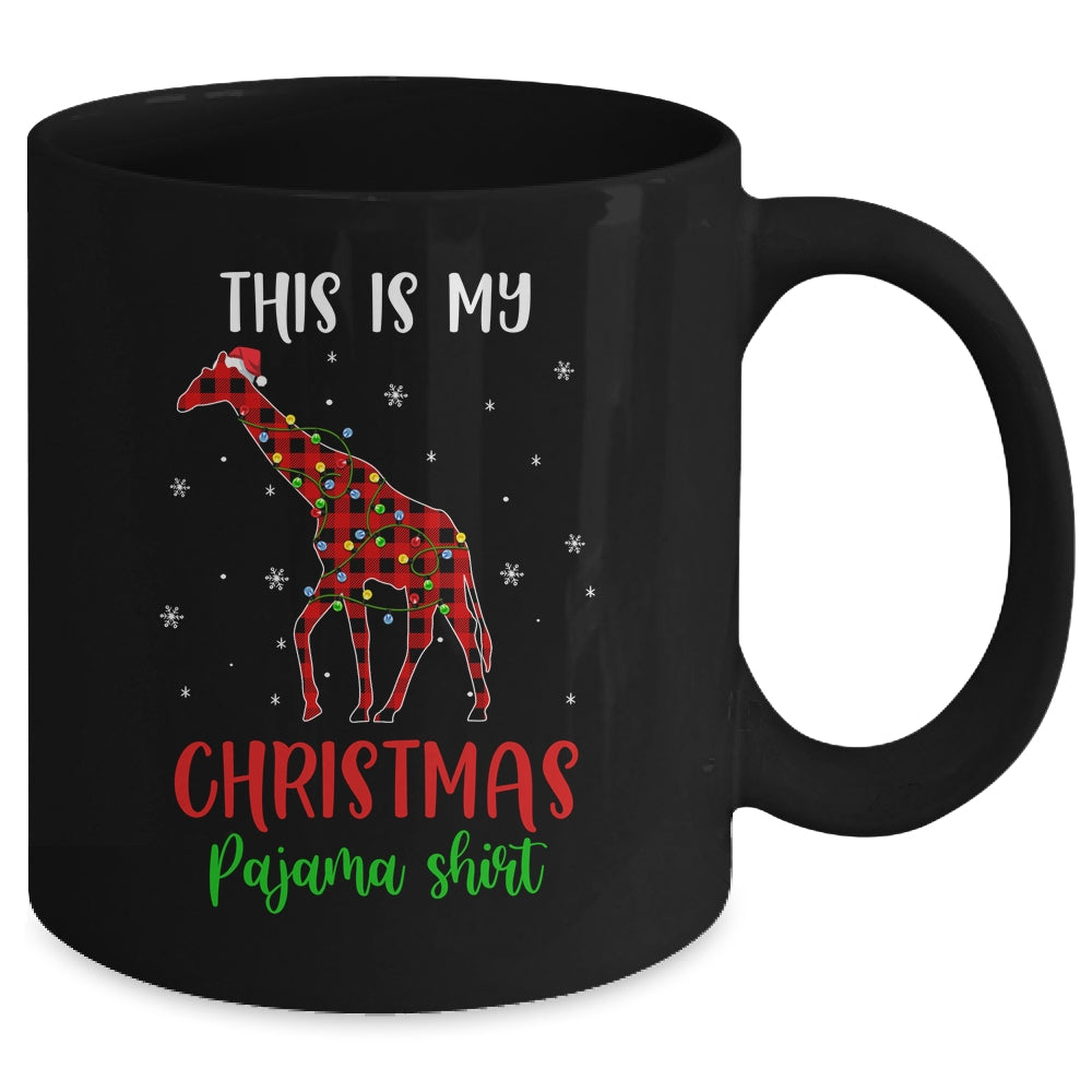 This Is My Christmas Pajama Shirt Giraffe Red Plaid Mug | siriusteestore