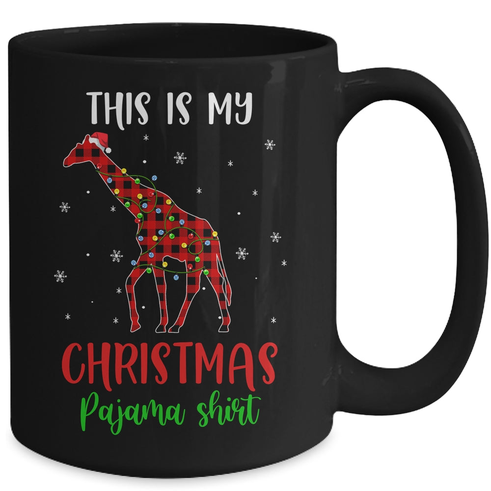 This Is My Christmas Pajama Shirt Giraffe Red Plaid Mug | siriusteestore
