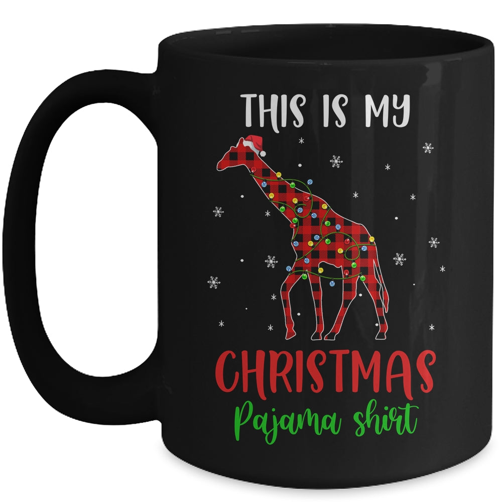 This Is My Christmas Pajama Shirt Giraffe Red Plaid Mug | siriusteestore