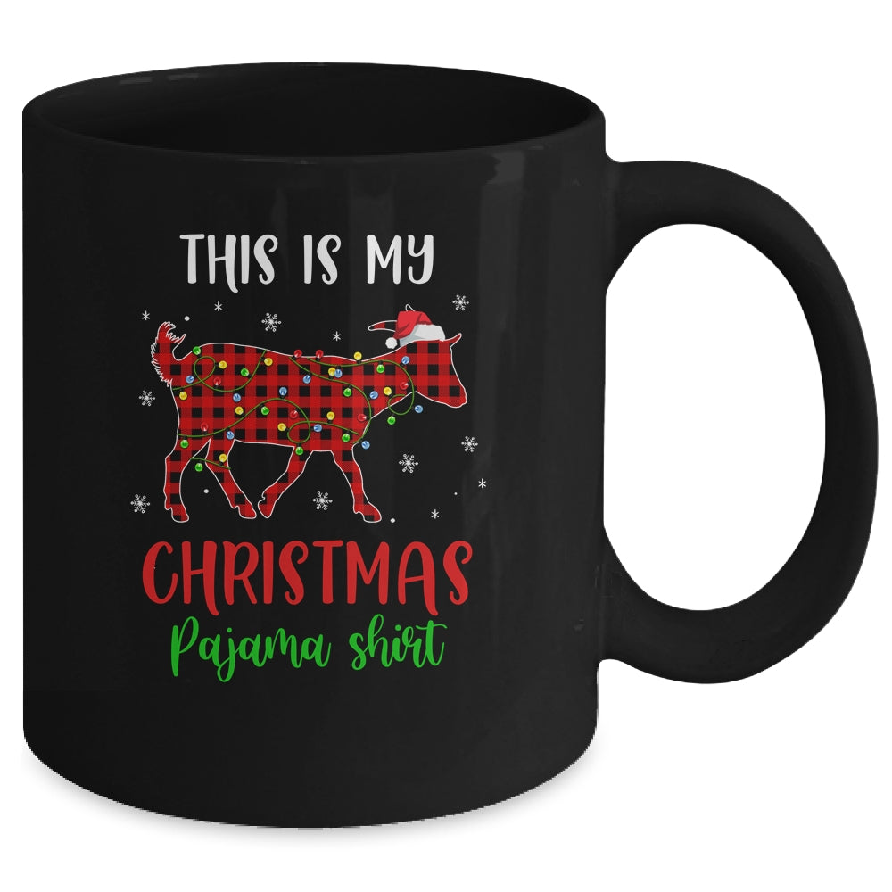 This Is My Christmas Pajama Shirt Goat Red Plaid Mug | siriusteestore