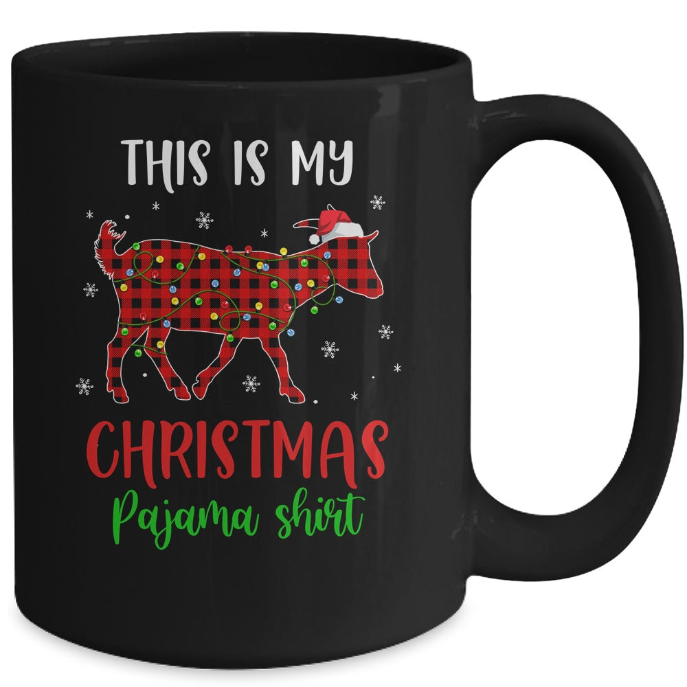 This Is My Christmas Pajama Shirt Goat Red Plaid Mug | siriusteestore