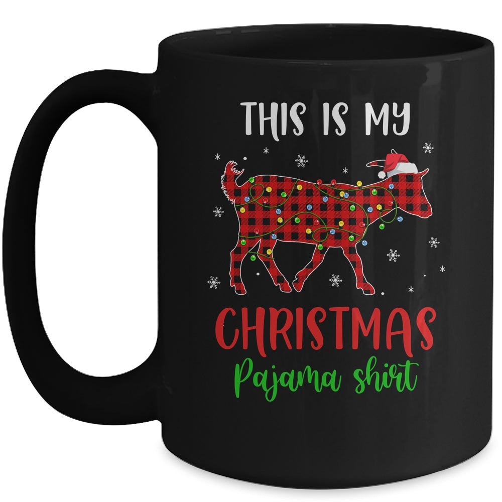 This Is My Christmas Pajama Shirt Goat Red Plaid Mug | siriusteestore