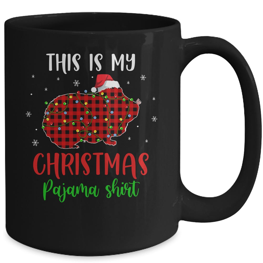 This Is My Christmas Pajama Shirt Guinea Pig Red Plaid Mug | siriusteestore