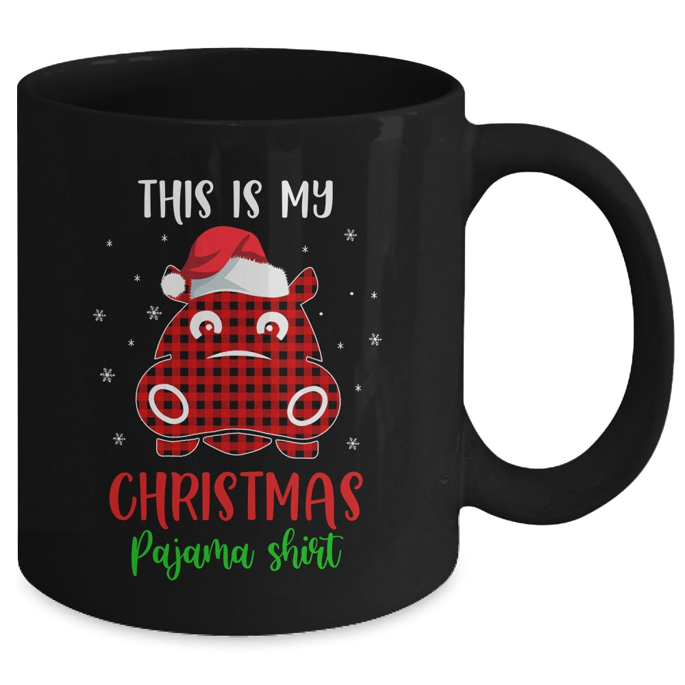 This Is My Christmas Pajama Shirt Hippopotamus Red Plaid Mug | siriusteestore