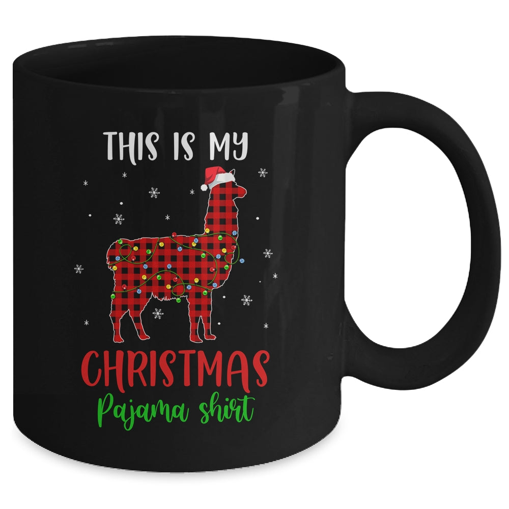 This Is My Christmas Pajama Shirt Llama Red Plaid Mug | siriusteestore