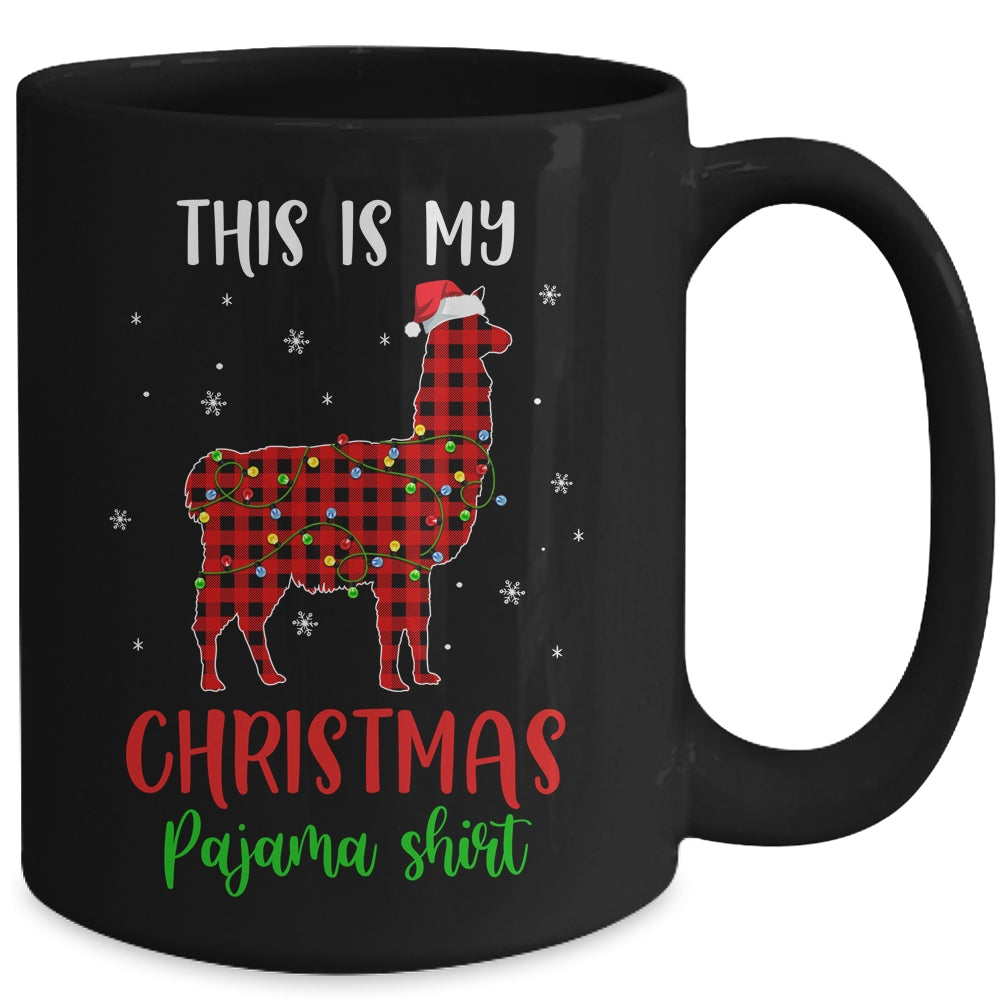 This Is My Christmas Pajama Shirt Llama Red Plaid Mug | siriusteestore
