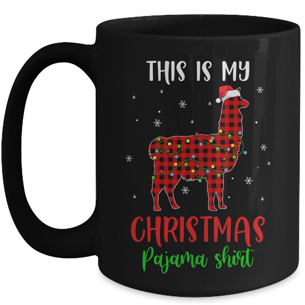 This Is My Christmas Pajama Shirt Llama Red Plaid Mug | siriusteestore