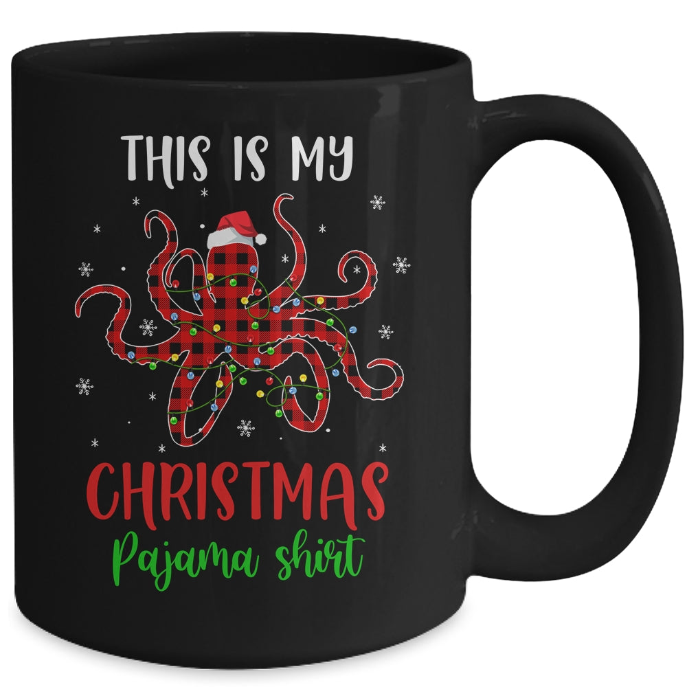 This Is My Christmas Pajama Shirt Octopus Red Plaid Mug | siriusteestore