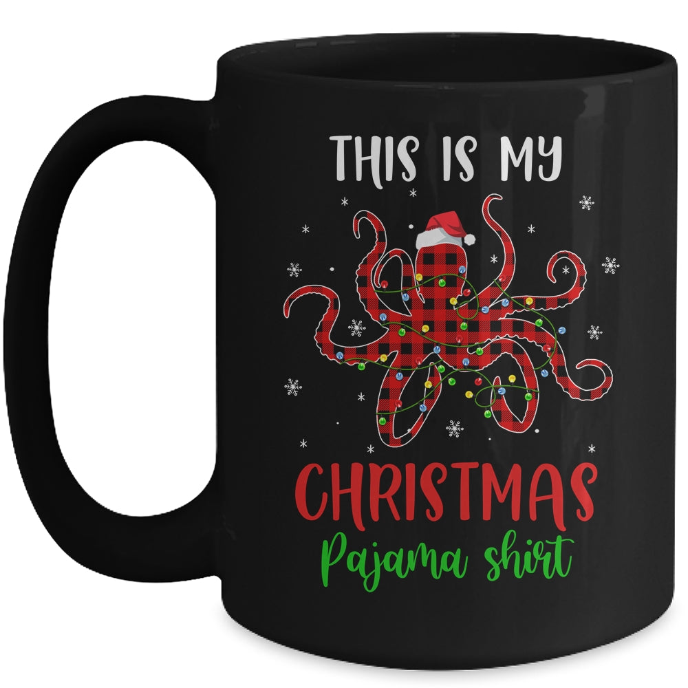 This Is My Christmas Pajama Shirt Octopus Red Plaid Mug | siriusteestore
