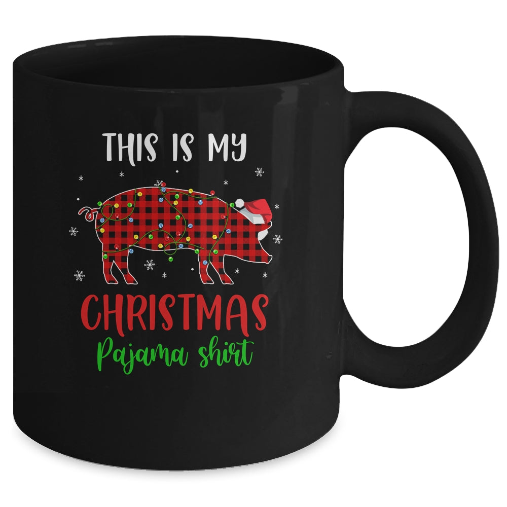 This Is My Christmas Pajama Shirt Pig Red Plaid Mug | siriusteestore
