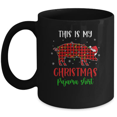 This Is My Christmas Pajama Shirt Pig Red Plaid Mug | siriusteestore
