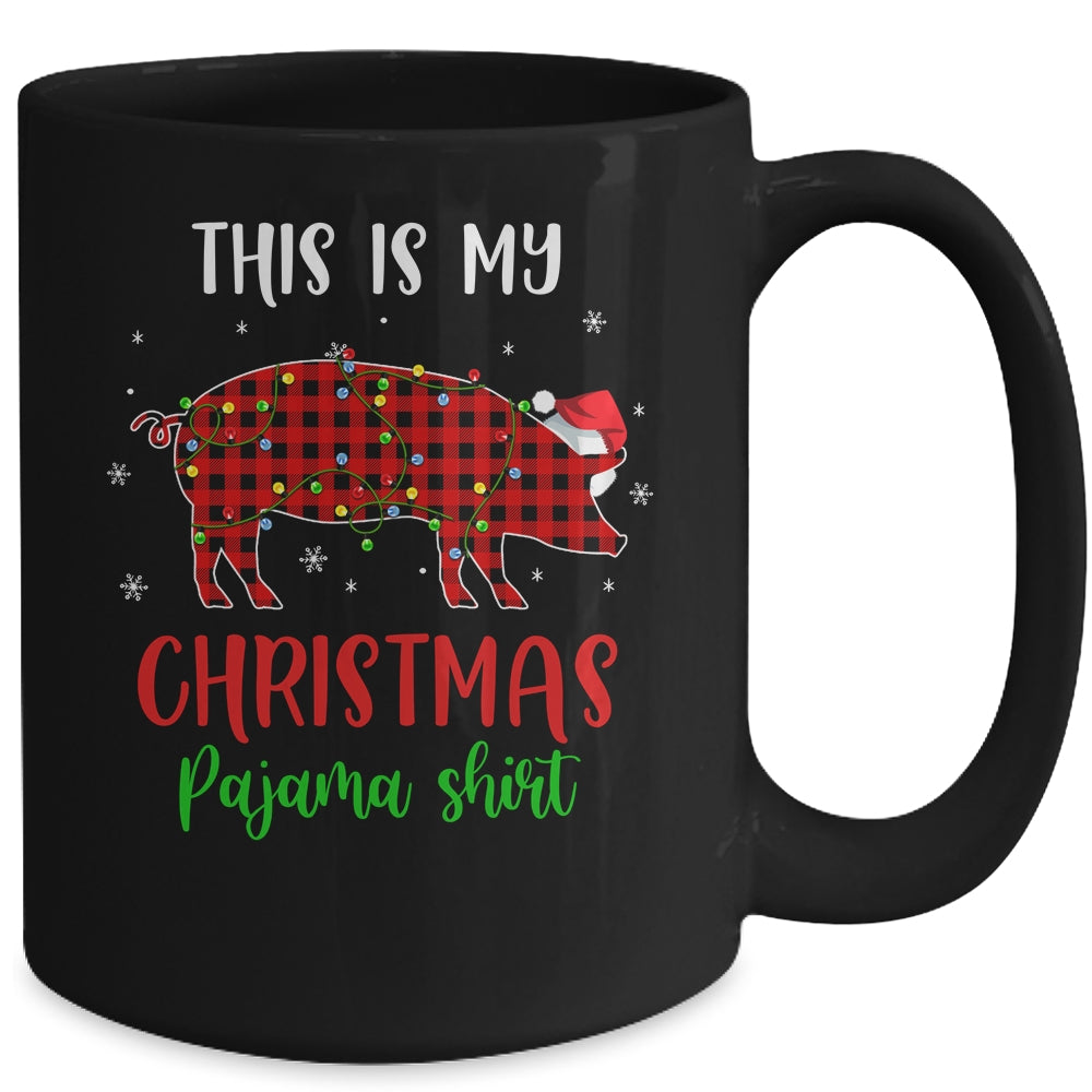 This Is My Christmas Pajama Shirt Pig Red Plaid Mug | siriusteestore