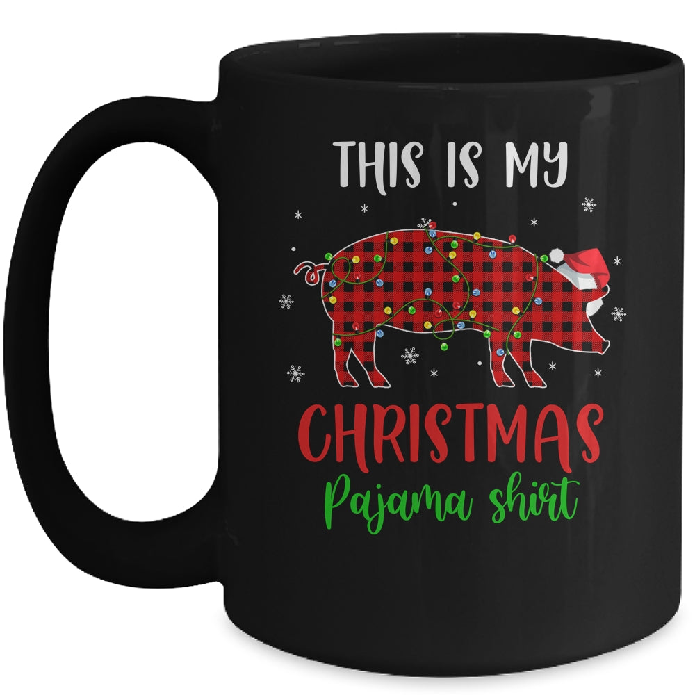 This Is My Christmas Pajama Shirt Pig Red Plaid Mug | siriusteestore