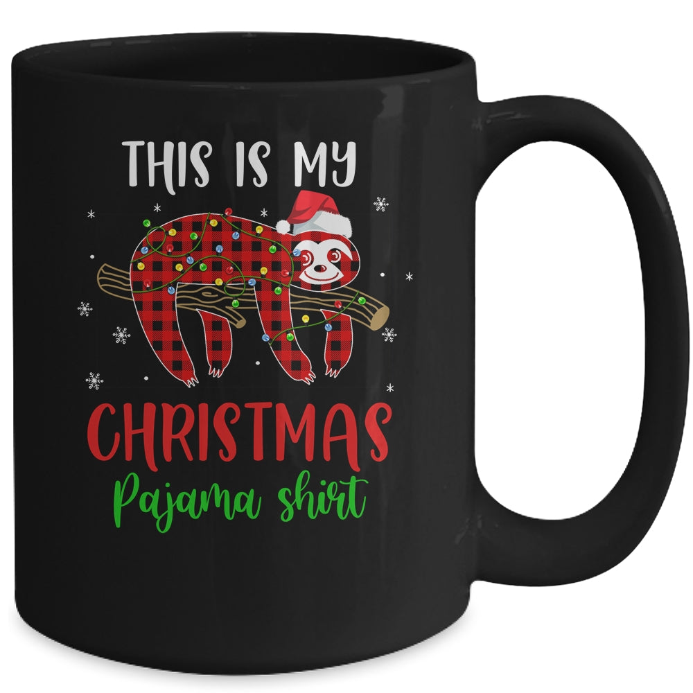 This Is My Christmas Pajama Shirt Sloth Red Plaid Mug | siriusteestore