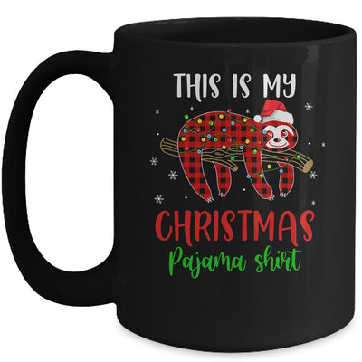 This Is My Christmas Pajama Shirt Sloth Red Plaid Mug | siriusteestore