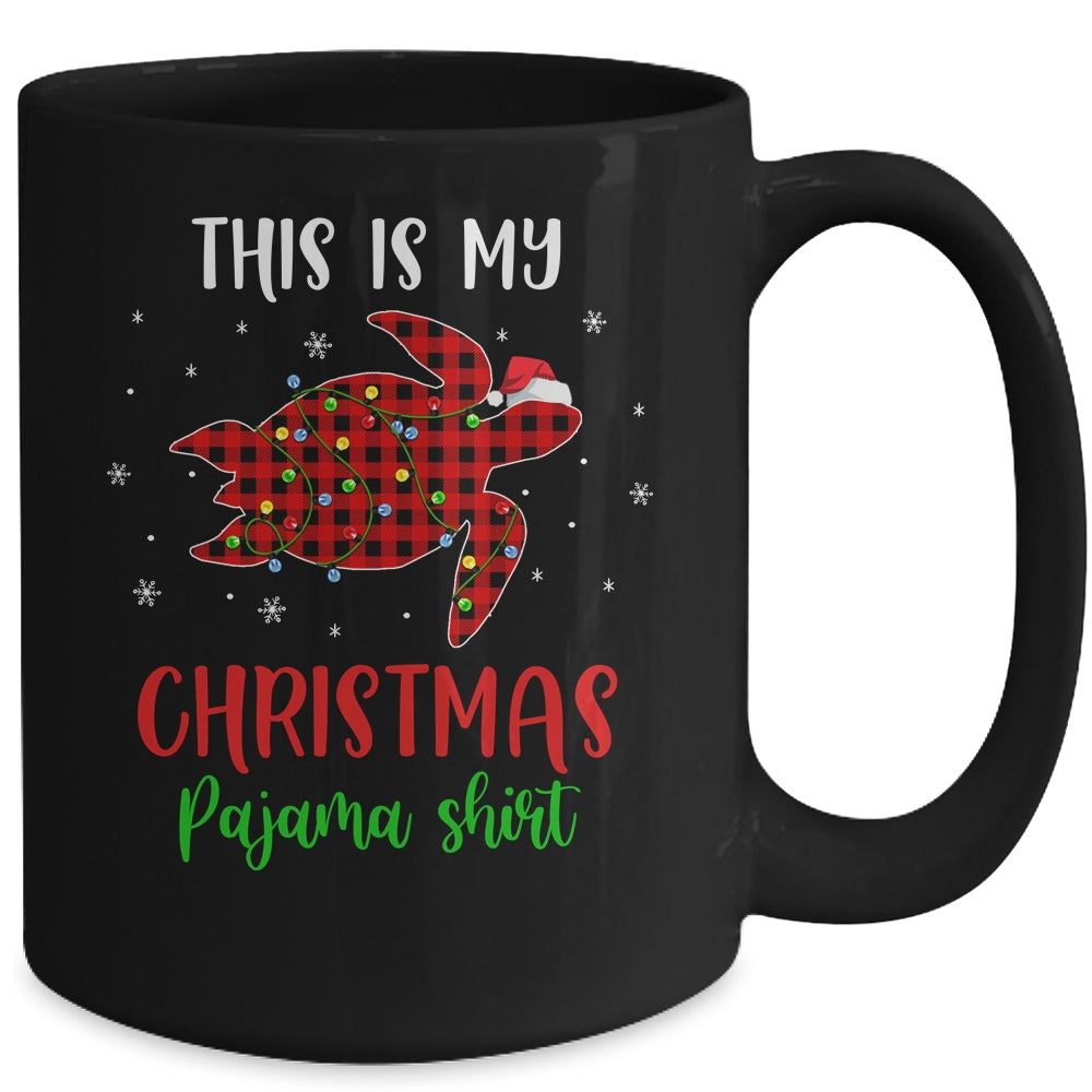 This Is My Christmas Pajama Shirt Turtle Red Plaid Mug | siriusteestore