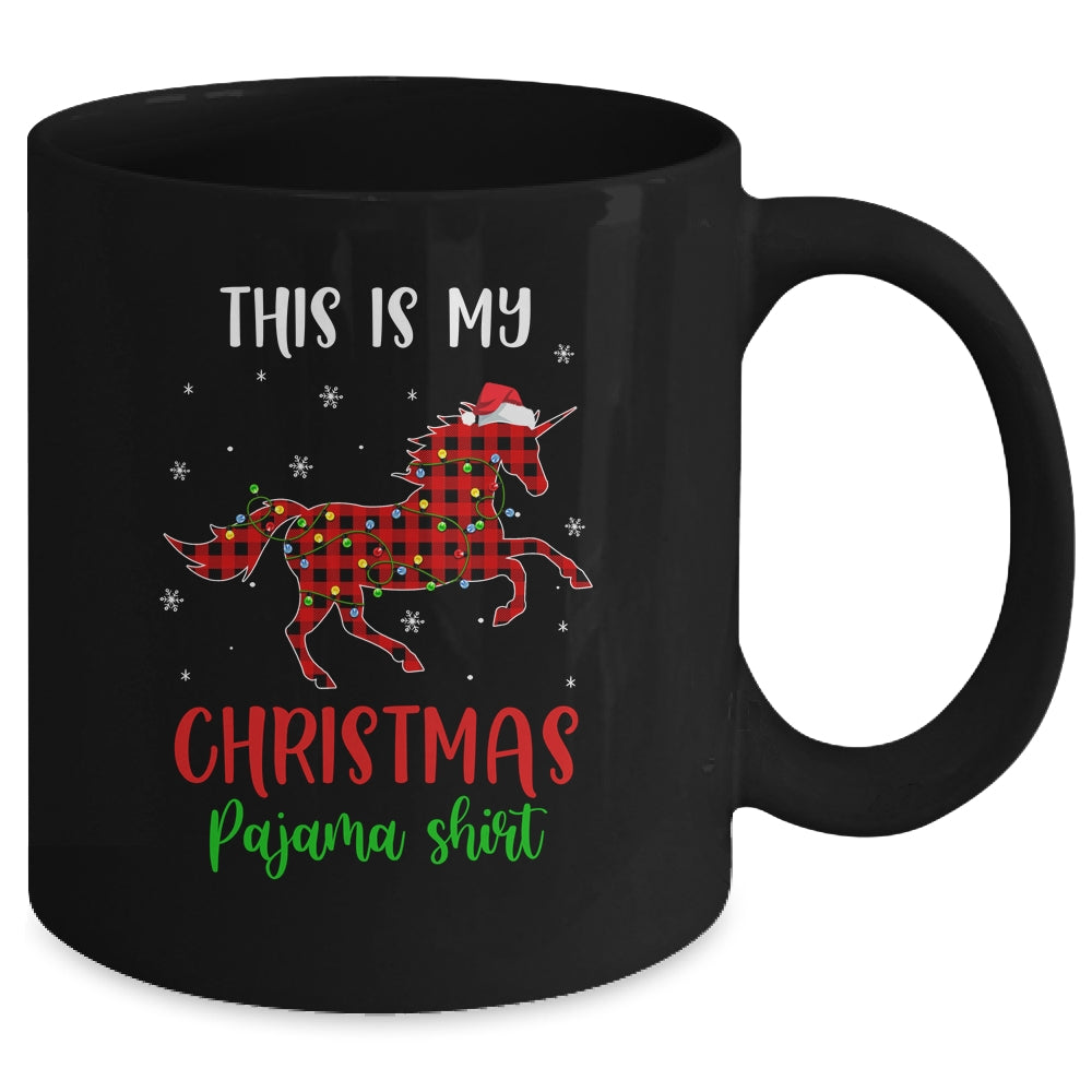 This Is My Christmas Pajama Shirt Unicorn Red Plaid Mug | siriusteestore