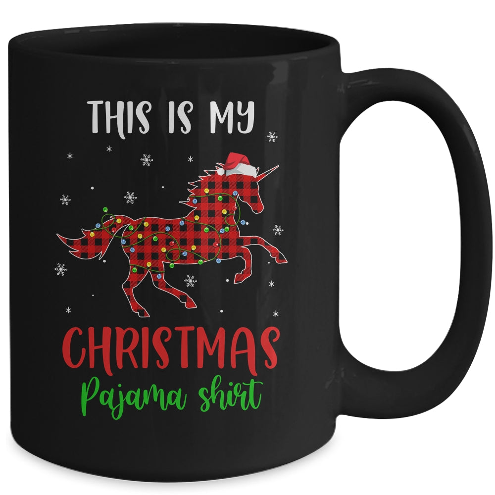 This Is My Christmas Pajama Shirt Unicorn Red Plaid Mug | siriusteestore