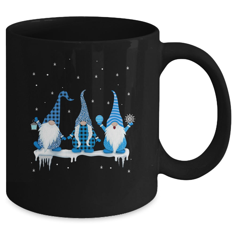 Three Christmas Gnomes Funny Humor Santa Blue Christmas Mug | siriusteestore