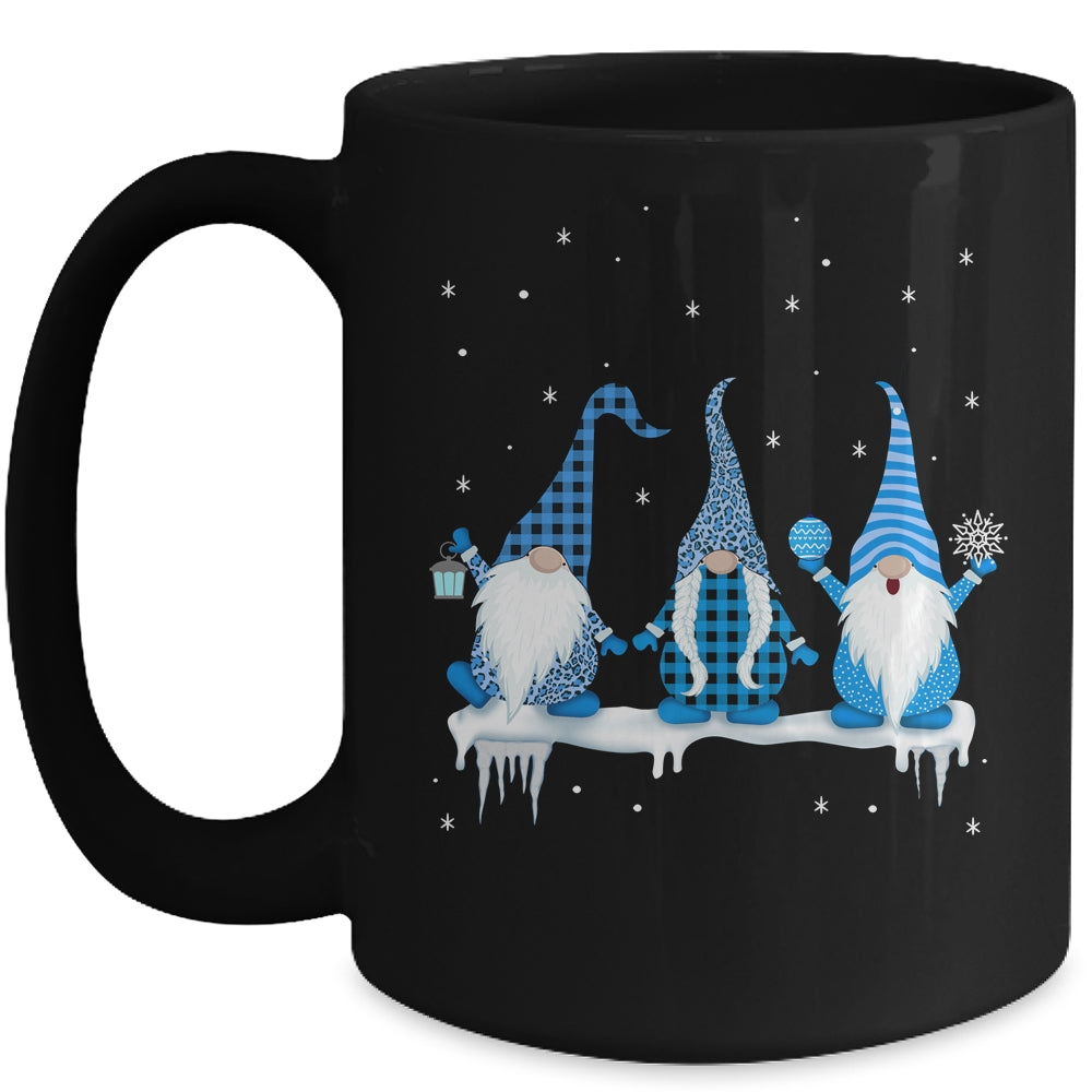 Three Christmas Gnomes Funny Humor Santa Blue Christmas Mug | siriusteestore
