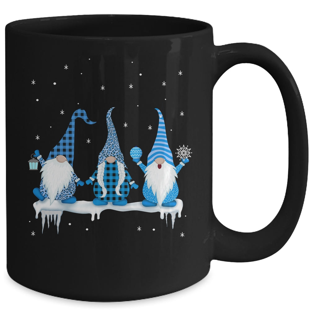 Three Christmas Gnomes Funny Humor Santa Blue Christmas Mug | siriusteestore