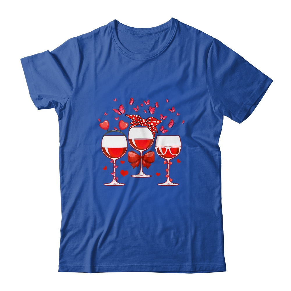 Three Glasses Wine Heart Funny Couple Valentines Day Shirt & Tank Top | siriusteestore