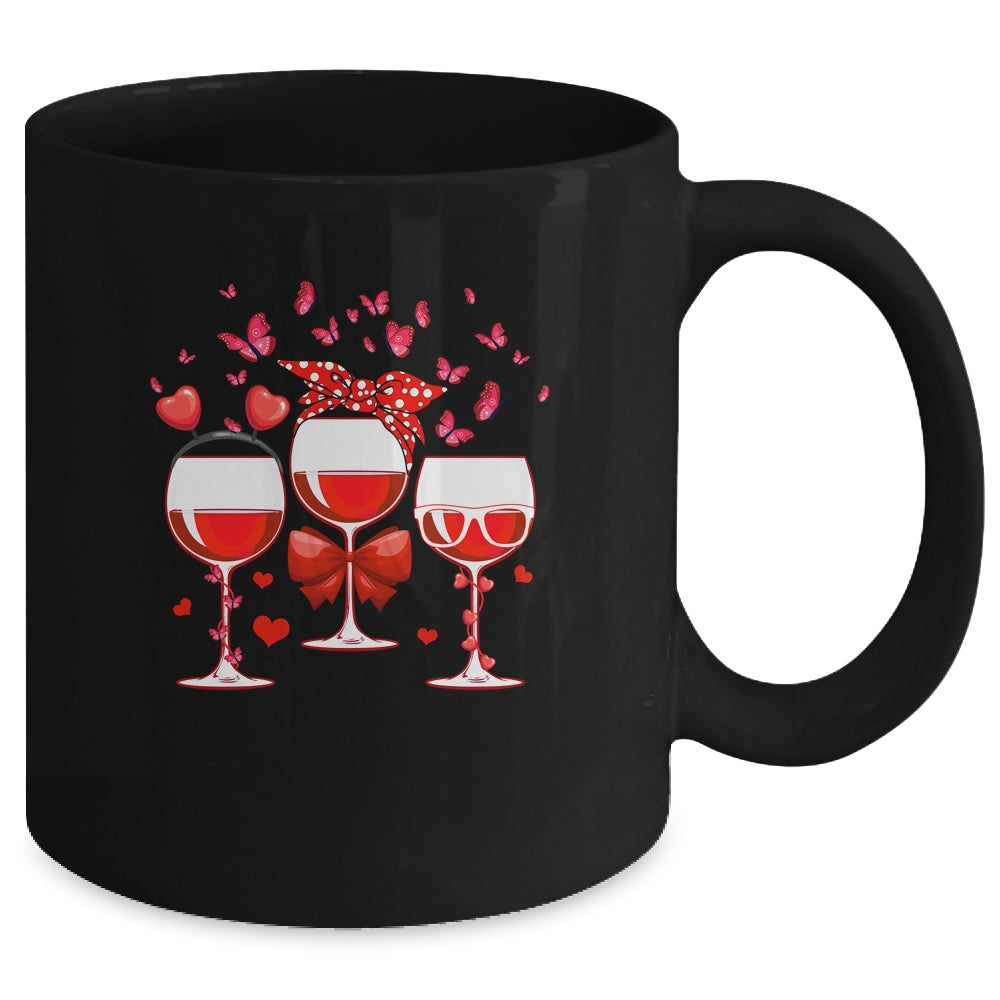 Three Glasses Wine Heart Funny Couple Valentines Day Mug | siriusteestore