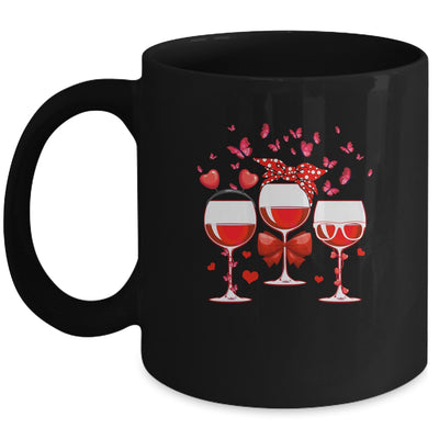 Three Glasses Wine Heart Funny Couple Valentines Day Mug | siriusteestore