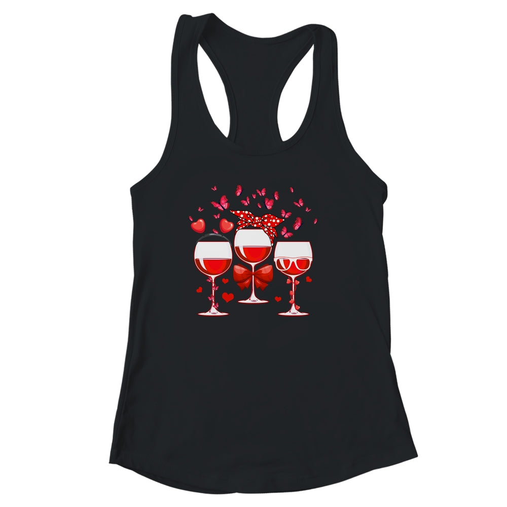 Three Glasses Wine Heart Funny Couple Valentines Day Shirt & Tank Top | siriusteestore