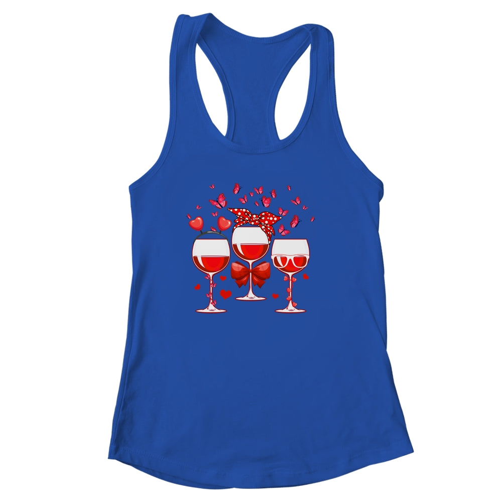 Three Glasses Wine Heart Funny Couple Valentines Day Shirt & Tank Top | siriusteestore