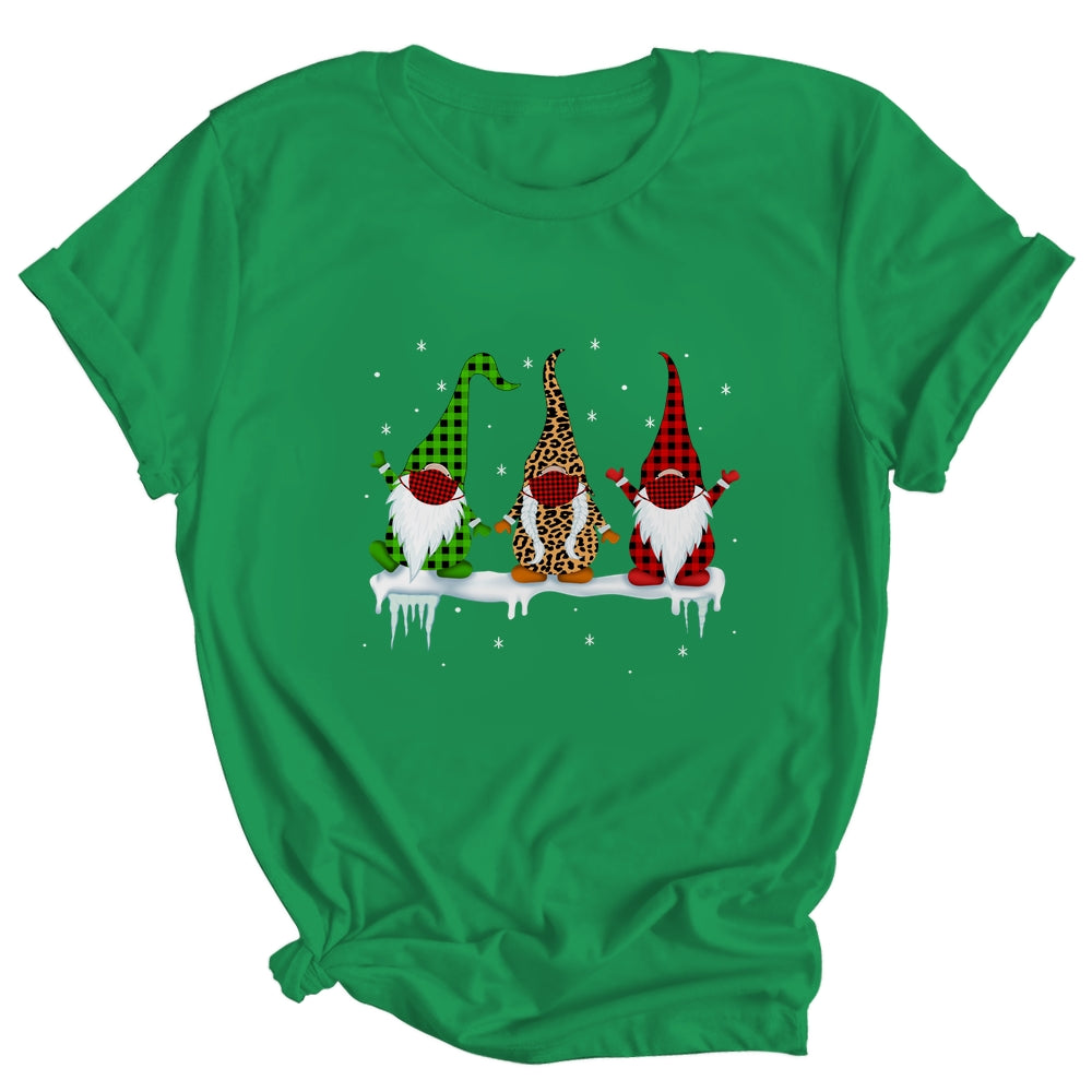 Three Gnomes Wearing Christmas Mask Buffalo Plaid Leopard Shirt & Sweatshirt | siriusteestore