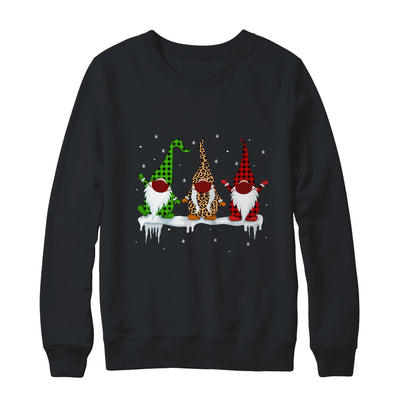 Three Gnomes Wearing Christmas Mask Buffalo Plaid Leopard Shirt & Sweatshirt | siriusteestore