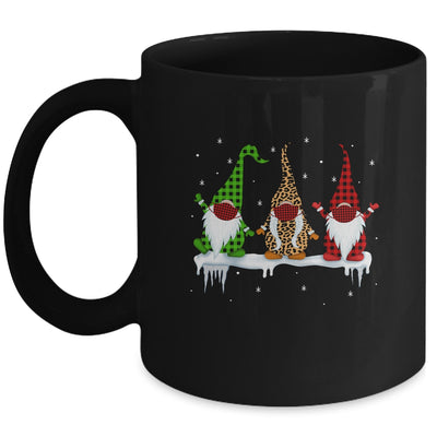 Three Gnomes Wearing Christmas Mask Buffalo Plaid Leopard Mug | siriusteestore