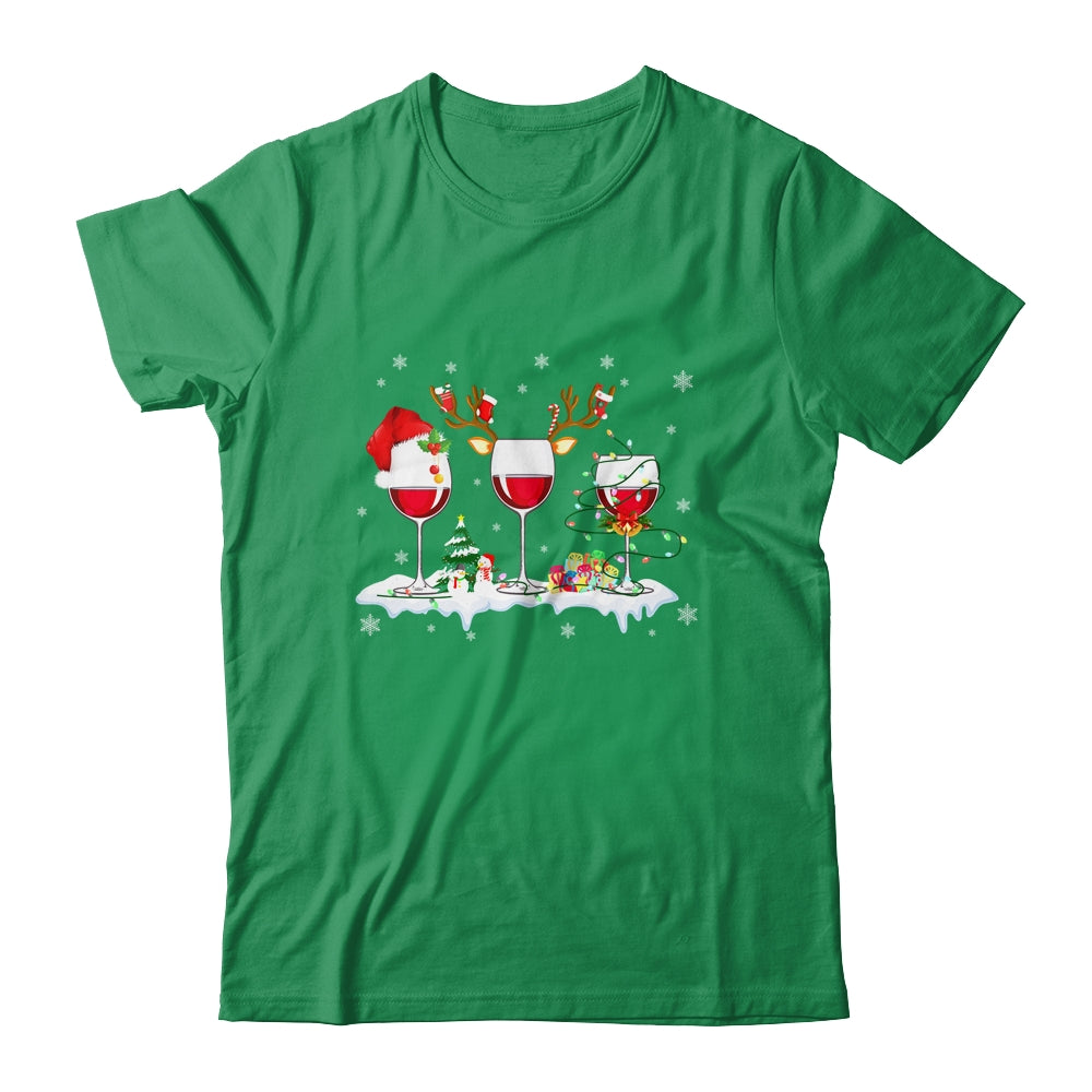 Three Wine Glasses Santa Hat Christmas Wine Lover Xmas Shirt & Sweatshirt | siriusteestore