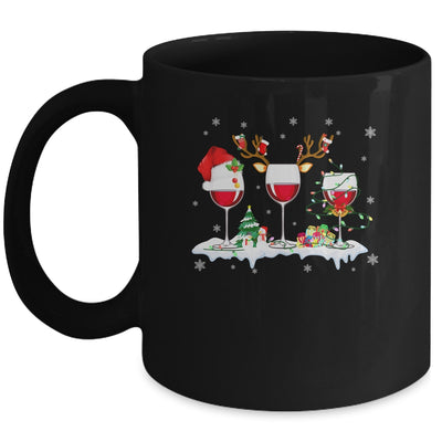 Three Wine Glasses Santa Hat Christmas Wine Lover Xmas Mug | siriusteestore