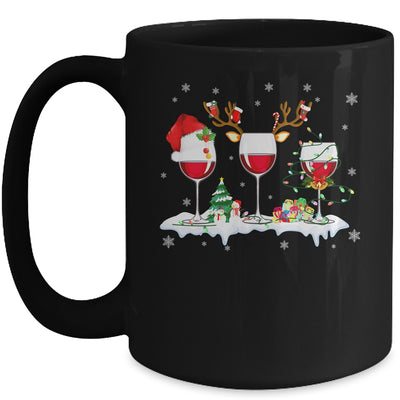 Three Wine Glasses Santa Hat Christmas Wine Lover Xmas Mug | siriusteestore