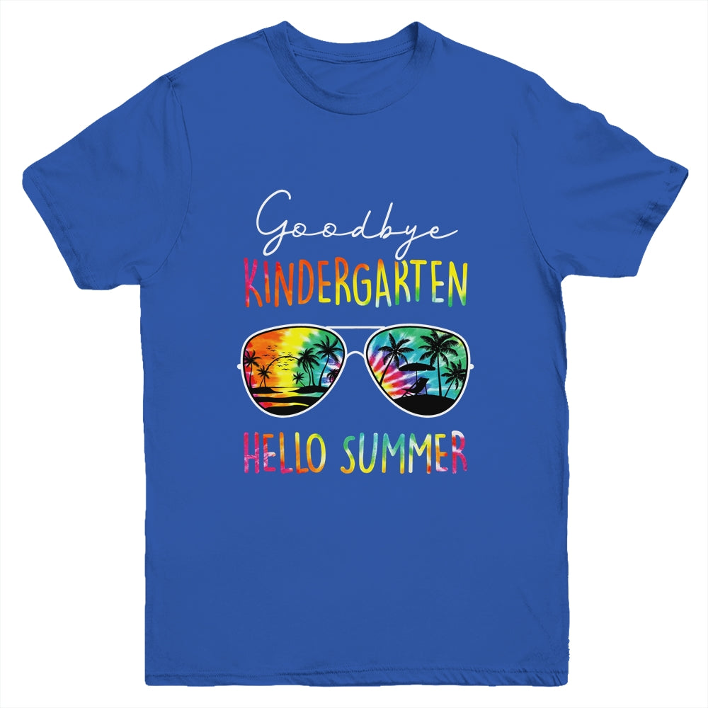 Tie Dye Goodbye Kindergarten Hello Summer Last Day Of School Youth Shirt | siriusteestore
