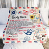 To My Niece From Aunt Auntie Blanket Letter Airmail No One Else Will Ever Know The Strength Of My Love For You Birthday Christmas Customized Fleece Blanket | siriusteestore