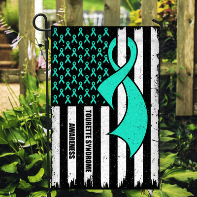 Tourette Syndrome Awareness America Flag Teal Ribbon | siriusteestore